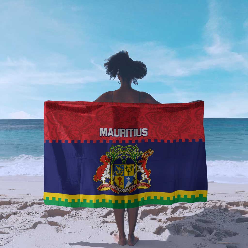 Mauritius Independence Day Sarong with Stella Clavisque Maris Indici and Floral Pattern LT01