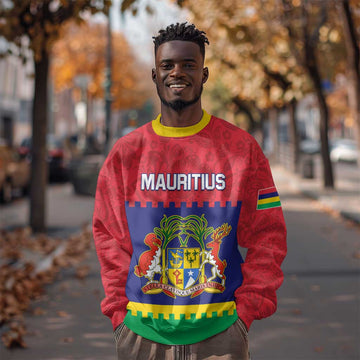 Mauritius Independence Day Sweatshirt with Stella Clavisque Maris Indici and Floral Pattern LT01