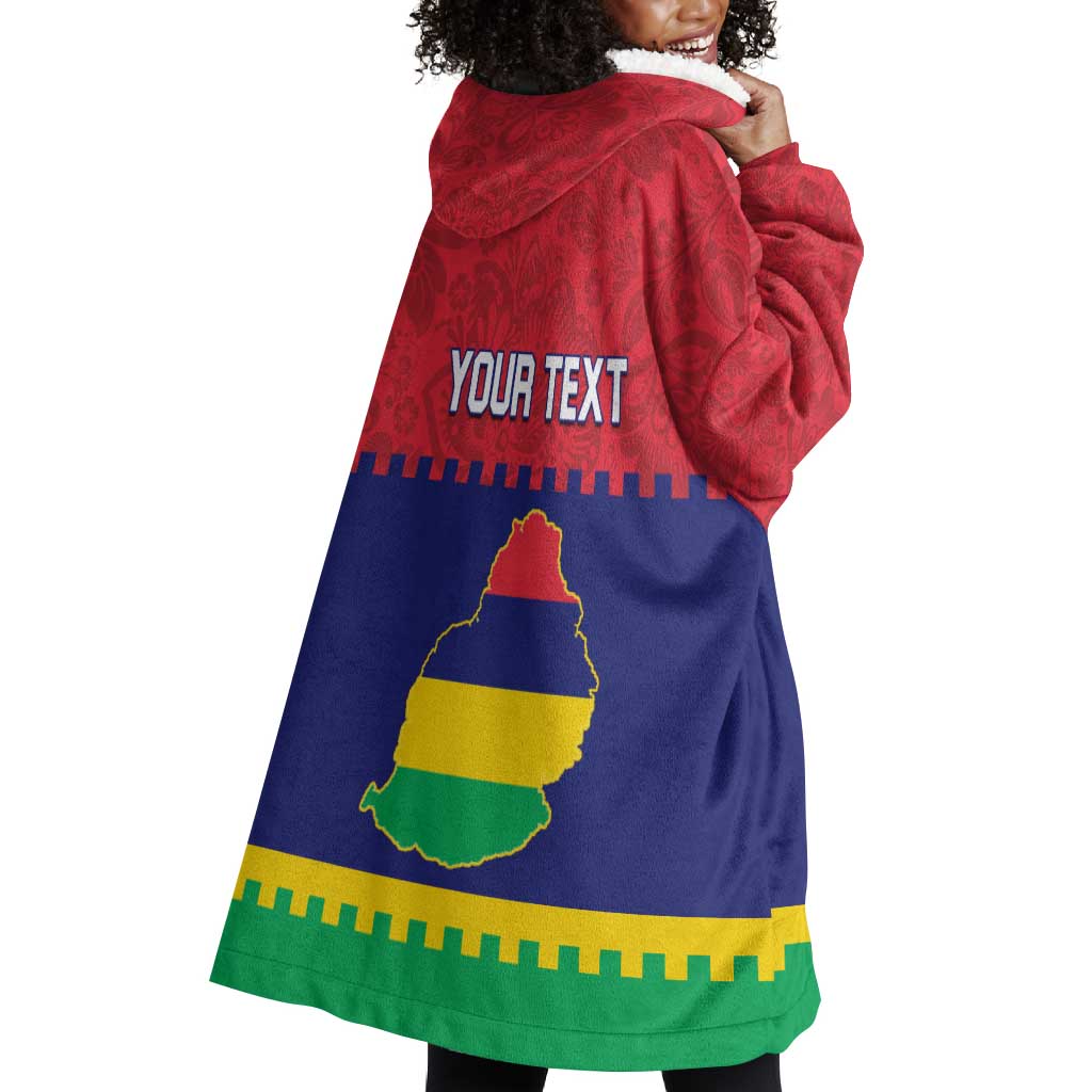 Mauritius Independence Day Wearable Blanket Hoodie with Stella Clavisque Maris Indici and Floral Pattern LT01