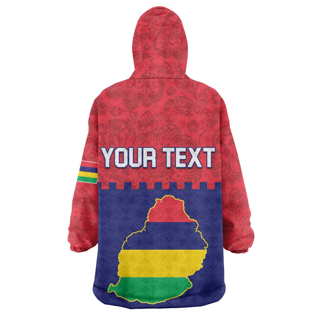 Mauritius Independence Day Wearable Blanket Hoodie with Stella Clavisque Maris Indici and Floral Pattern LT01
