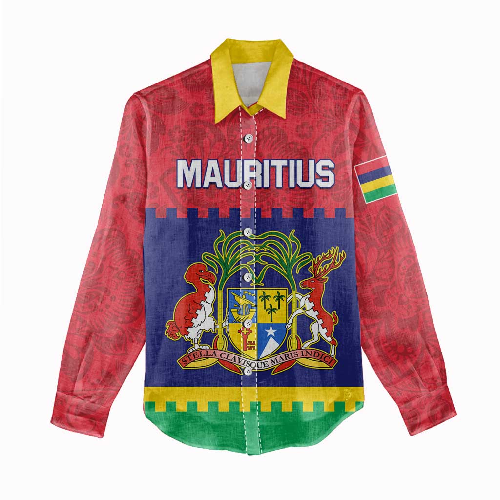 Mauritius Independence Day Women Casual Shirt with Stella Clavisque Maris Indici and Floral Pattern LT01