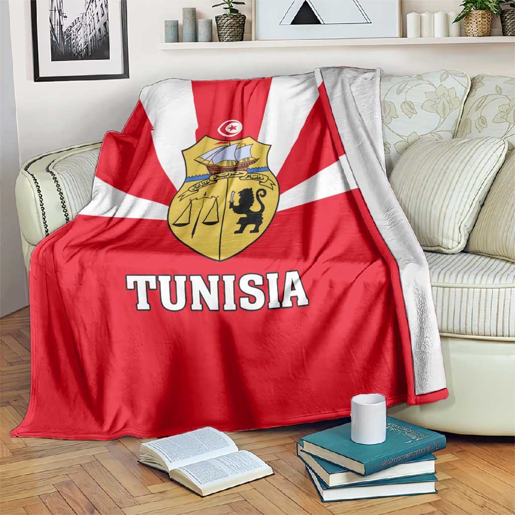 Tunisia Independence Day Blanket with Coat of Arms and Flag Style LT01