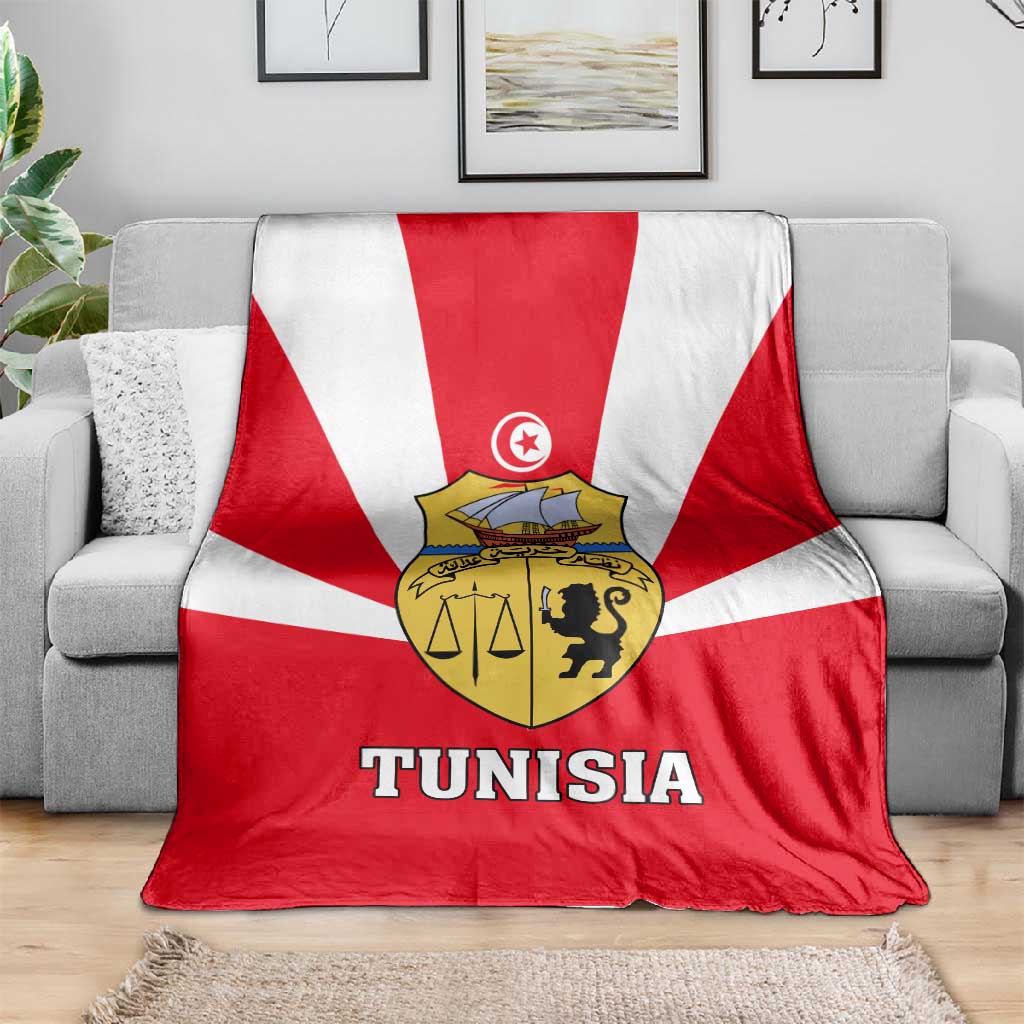 Tunisia Independence Day Blanket with Coat of Arms and Flag Style LT01
