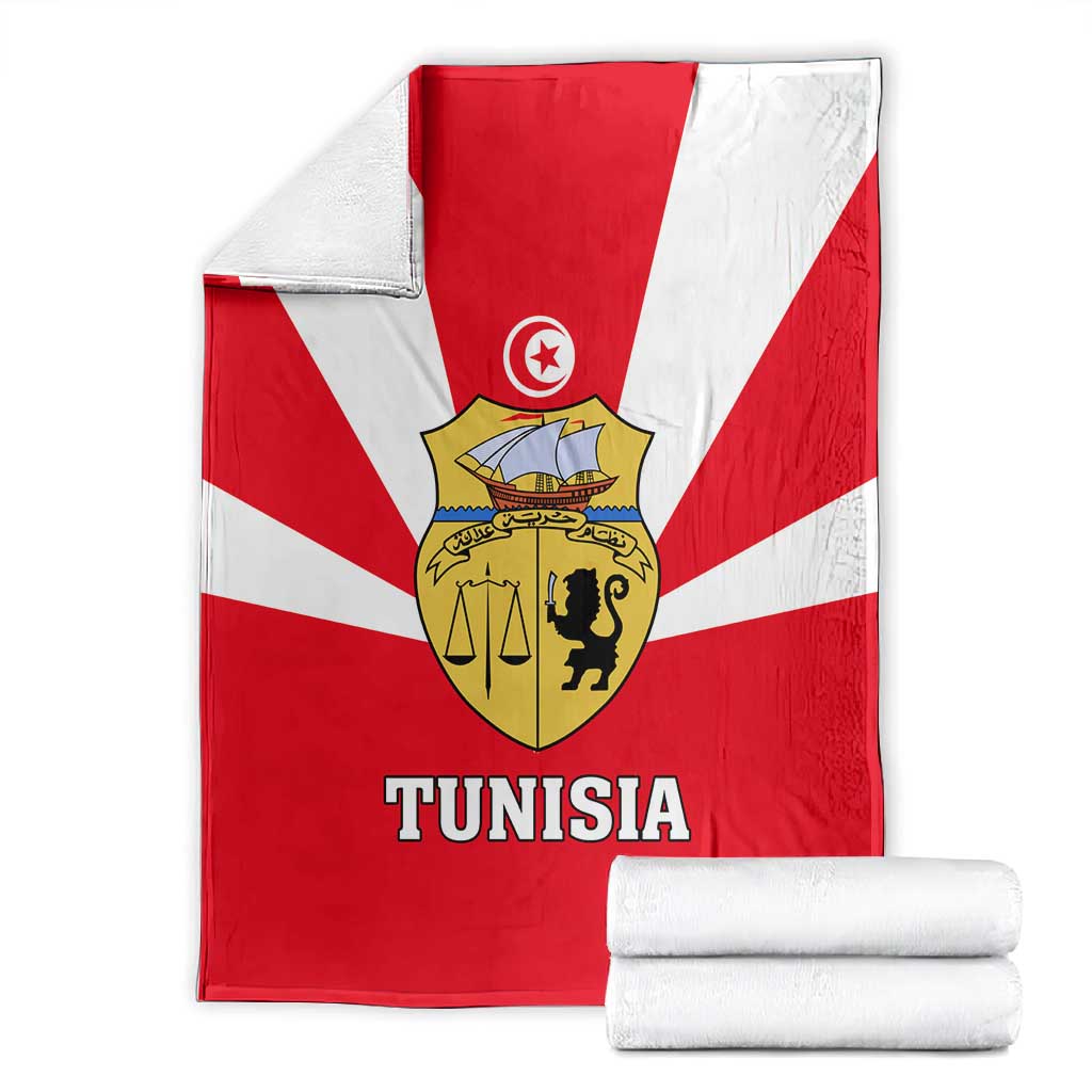 Tunisia Independence Day Blanket with Coat of Arms and Flag Style LT01
