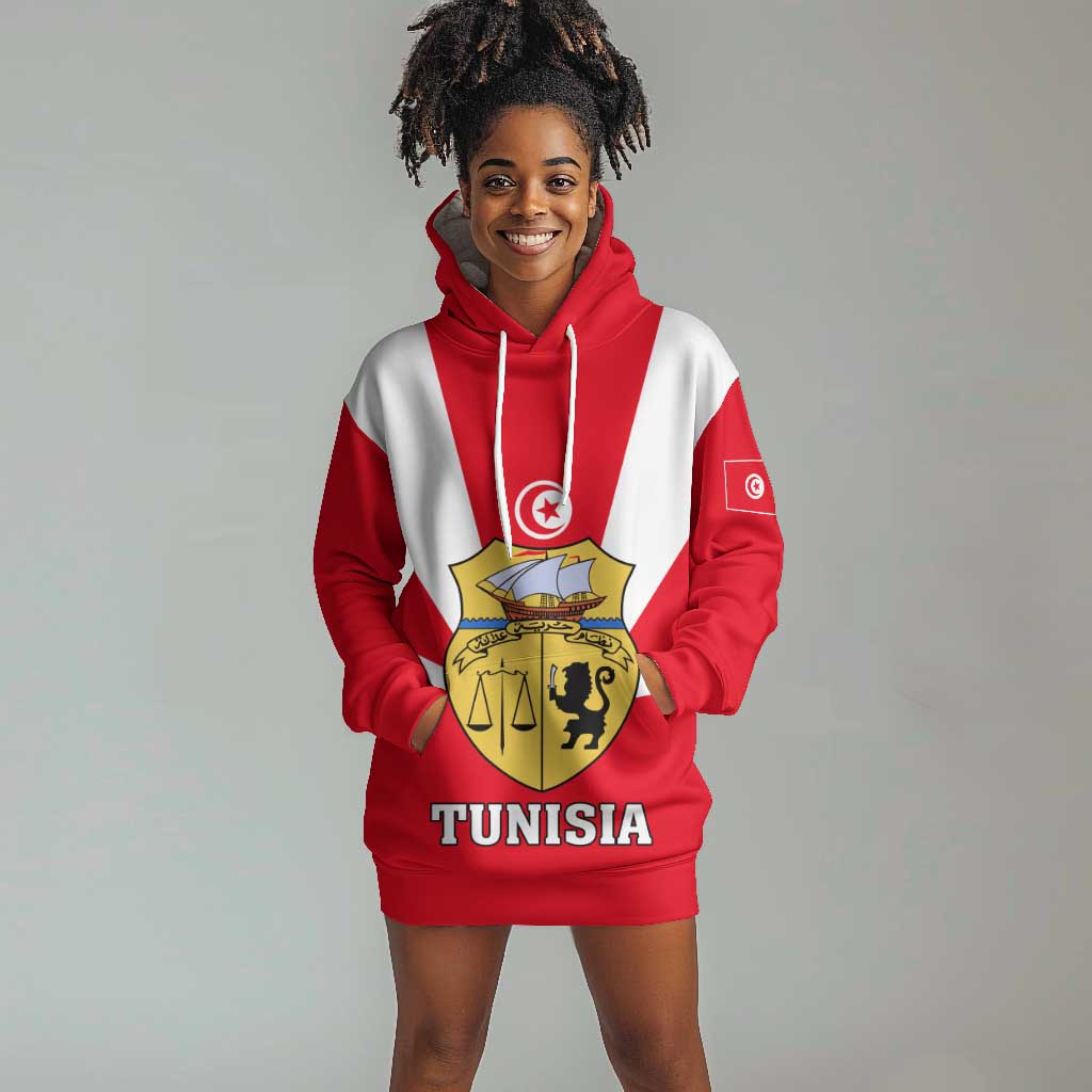 Tunisia Independence Day Hoodie Dress with Coat of Arms and Flag Style LT01