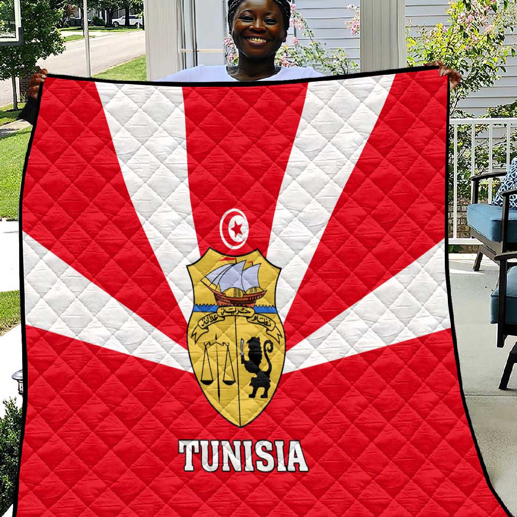 Tunisia Independence Day Quilt with Coat of Arms and Flag Style LT01