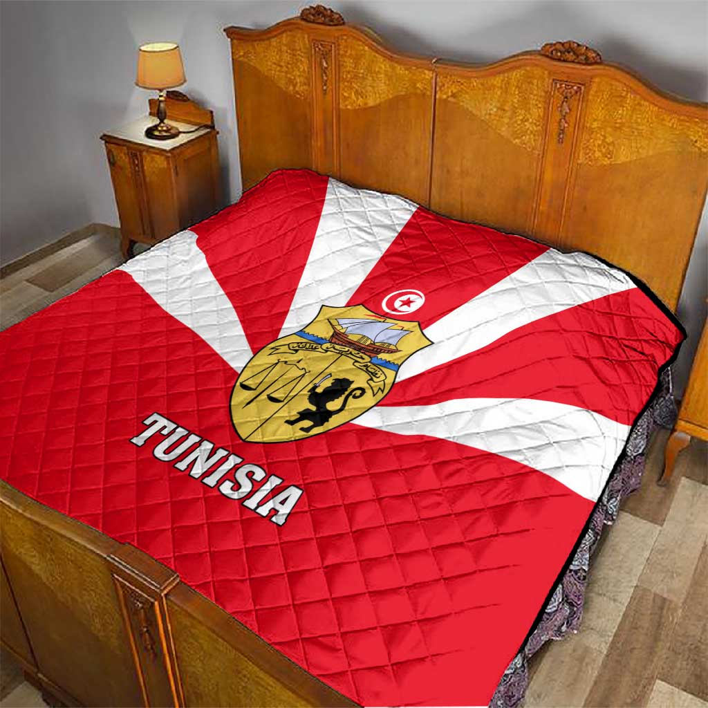 Tunisia Independence Day Quilt with Coat of Arms and Flag Style LT01