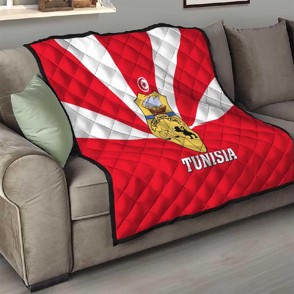 Tunisia Independence Day Quilt with Coat of Arms and Flag Style LT01