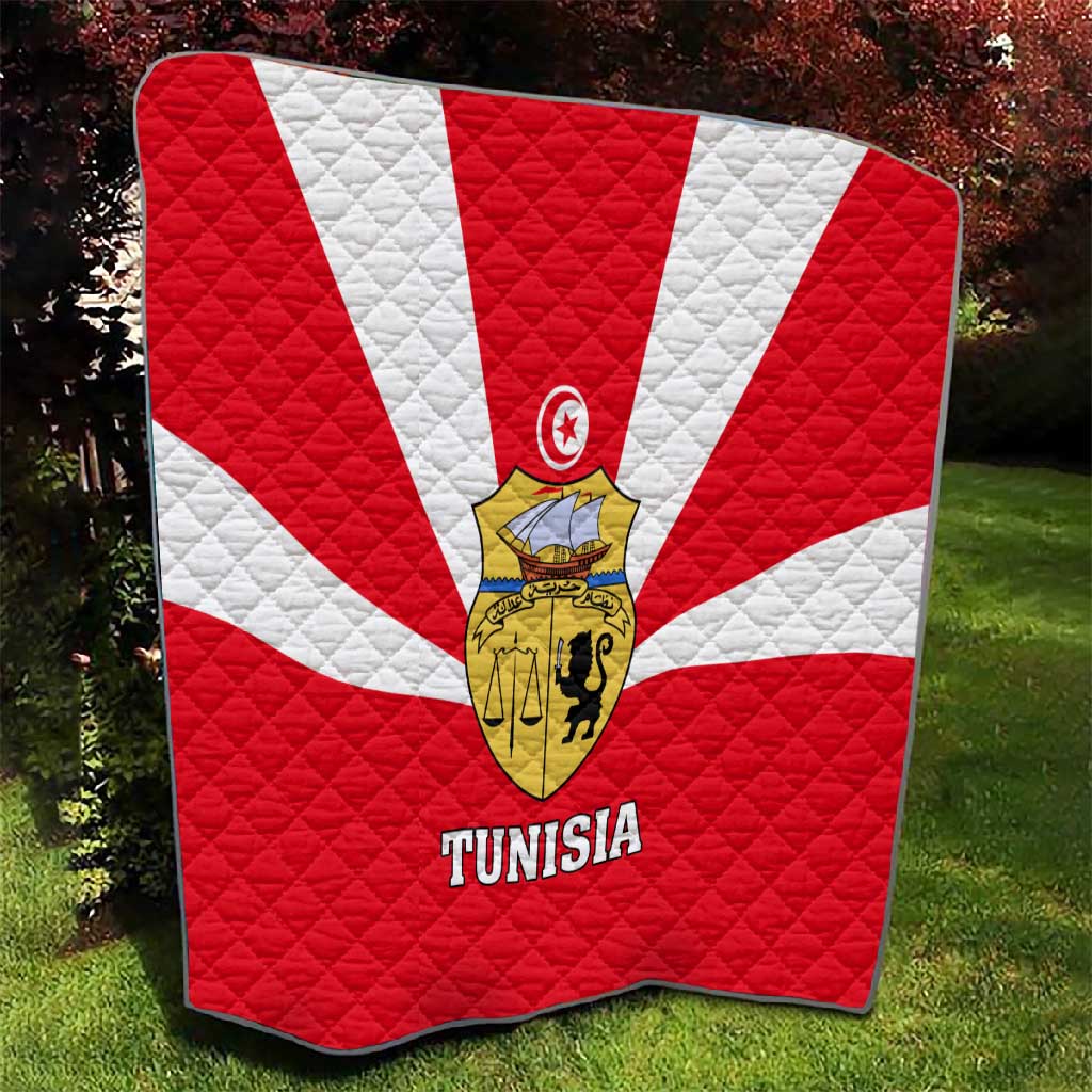 Tunisia Independence Day Quilt with Coat of Arms and Flag Style LT01