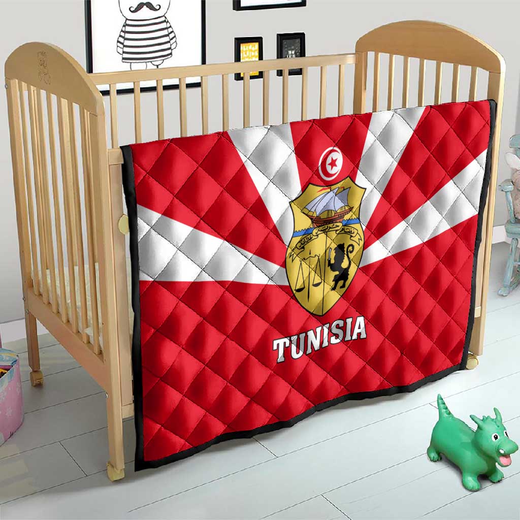 Tunisia Independence Day Quilt with Coat of Arms and Flag Style LT01