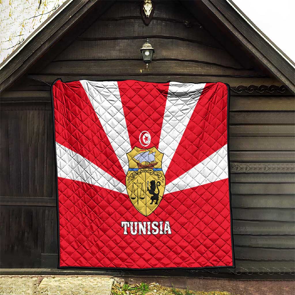 Tunisia Independence Day Quilt with Coat of Arms and Flag Style LT01