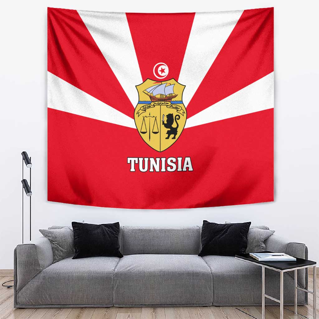 Tunisia Independence Day Tapestry with Coat of Arms and Flag Style LT01