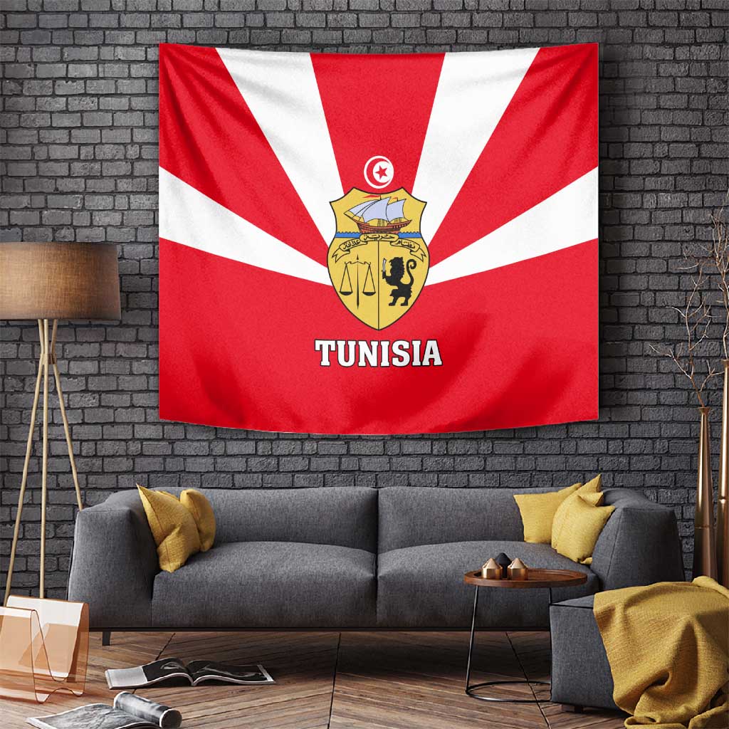 Tunisia Independence Day Tapestry with Coat of Arms and Flag Style LT01