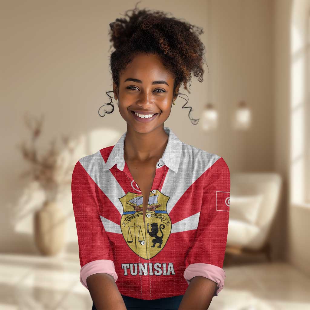 Tunisia Independence Day Women Casual Shirt with Coat of Arms and Flag Style LT01