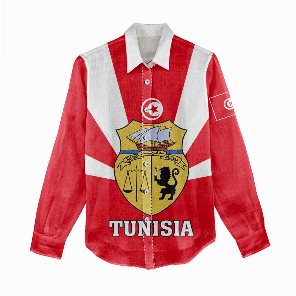 Tunisia Independence Day Women Casual Shirt with Coat of Arms and Flag Style LT01