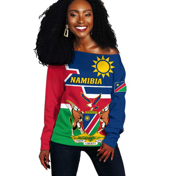 Namibia Independence Day Off Shoulder Sweater with Coat of Arms in Unique Style LT01