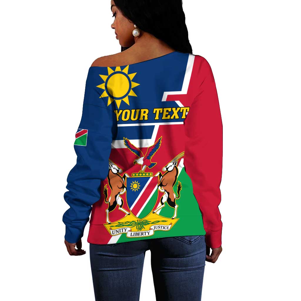 Namibia Independence Day Off Shoulder Sweater with Coat of Arms in Unique Style LT01