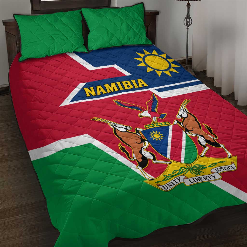 Namibia Independence Day Quilt Bed Set with Coat of Arms in Unique Style LT01