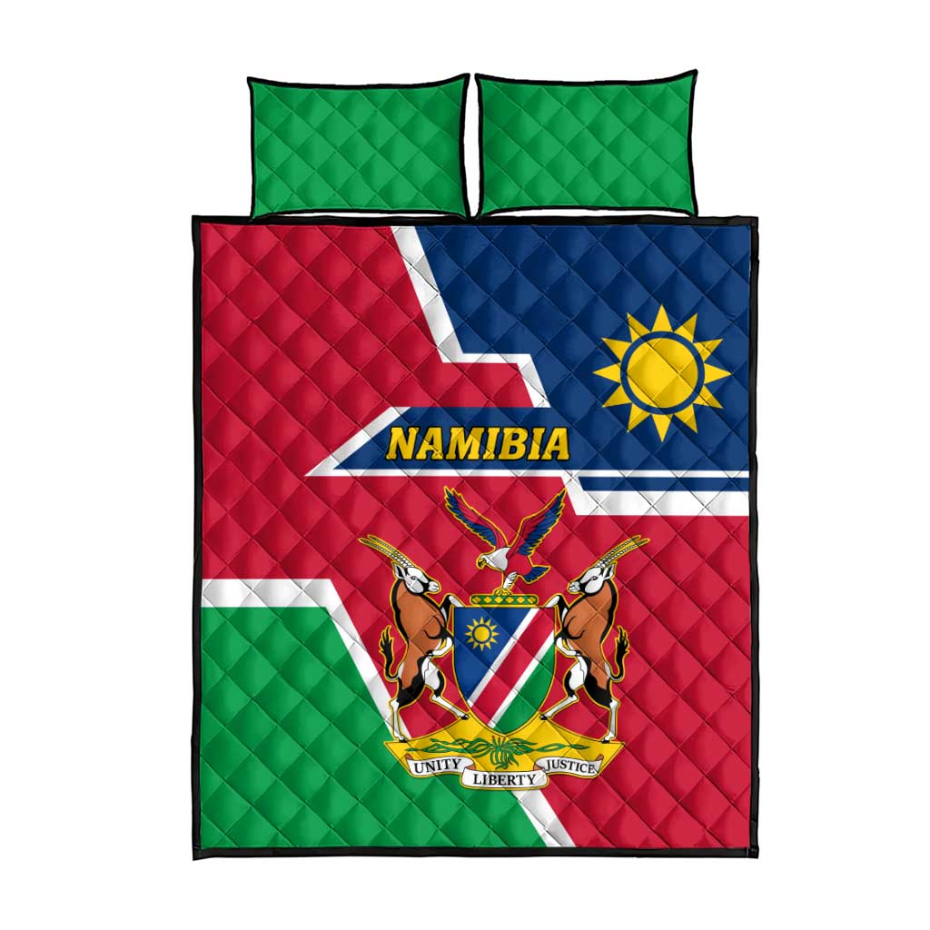 Namibia Independence Day Quilt Bed Set with Coat of Arms in Unique Style LT01