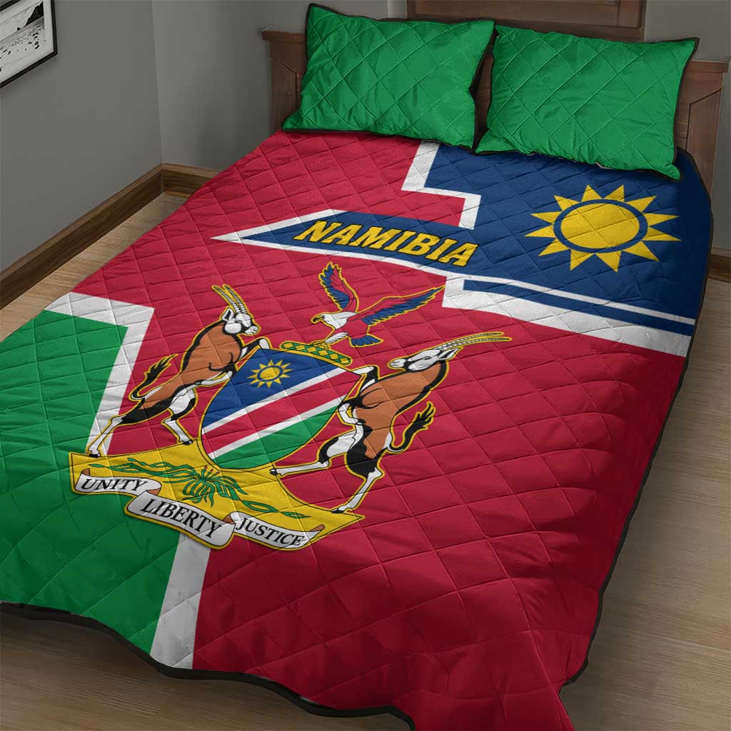 Namibia Independence Day Quilt Bed Set with Coat of Arms in Unique Style LT01