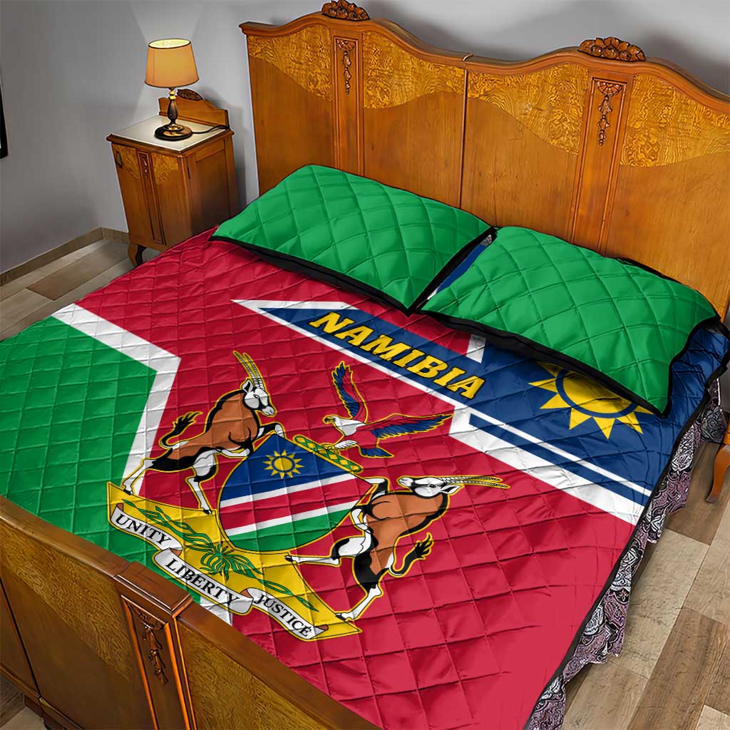 Namibia Independence Day Quilt Bed Set with Coat of Arms in Unique Style LT01