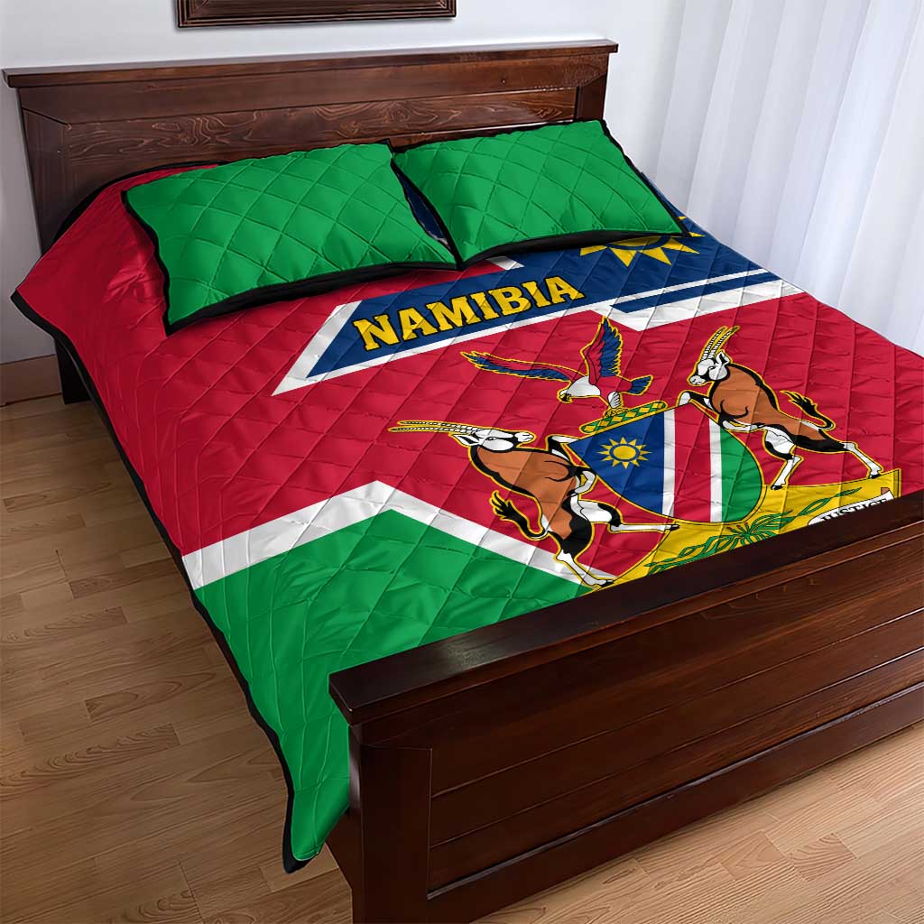 Namibia Independence Day Quilt Bed Set with Coat of Arms in Unique Style LT01