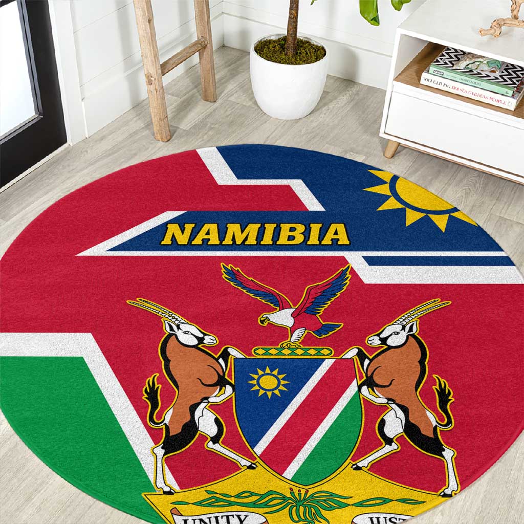 Namibia Independence Day Round Carpet with Coat of Arms in Unique Style LT01