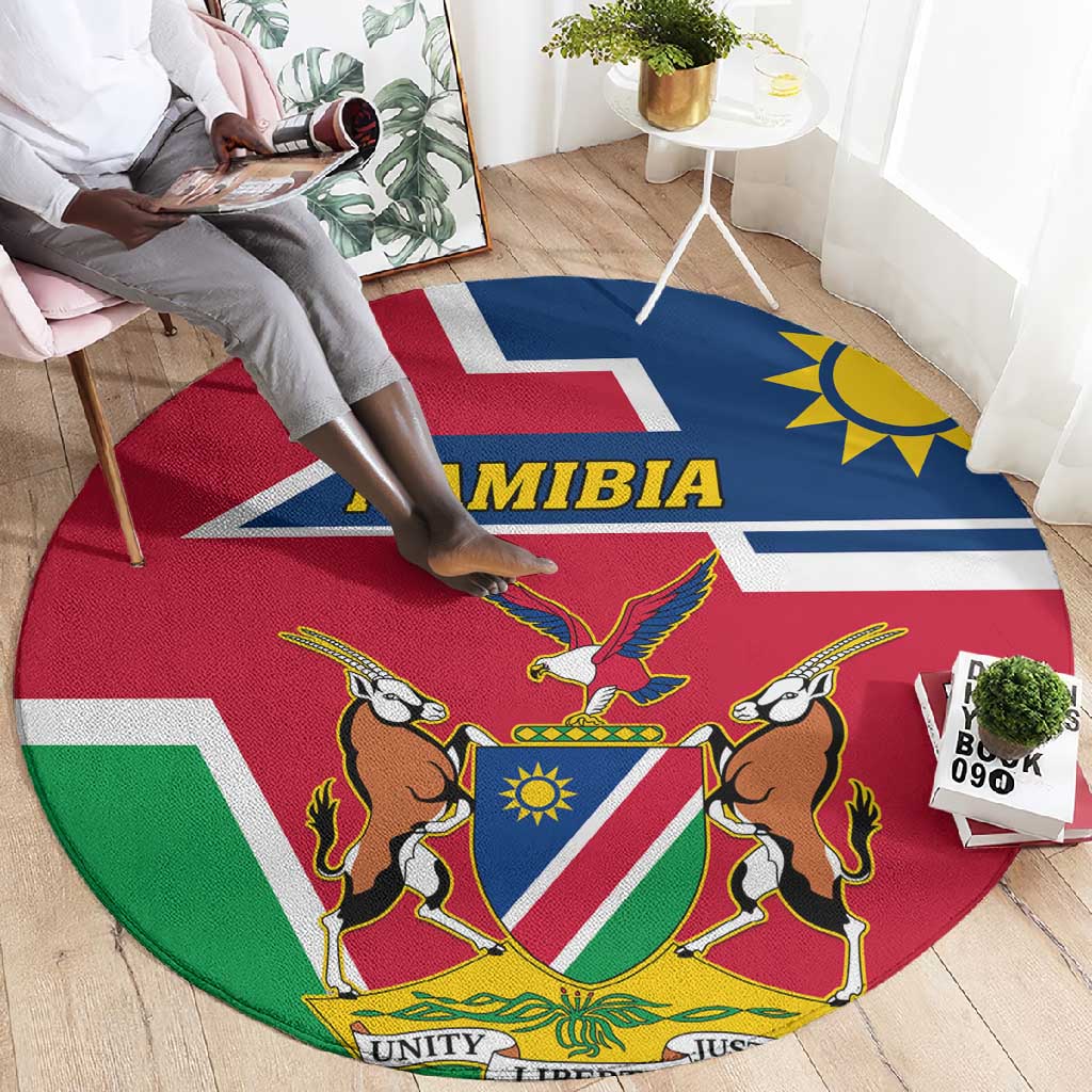 Namibia Independence Day Round Carpet with Coat of Arms in Unique Style LT01