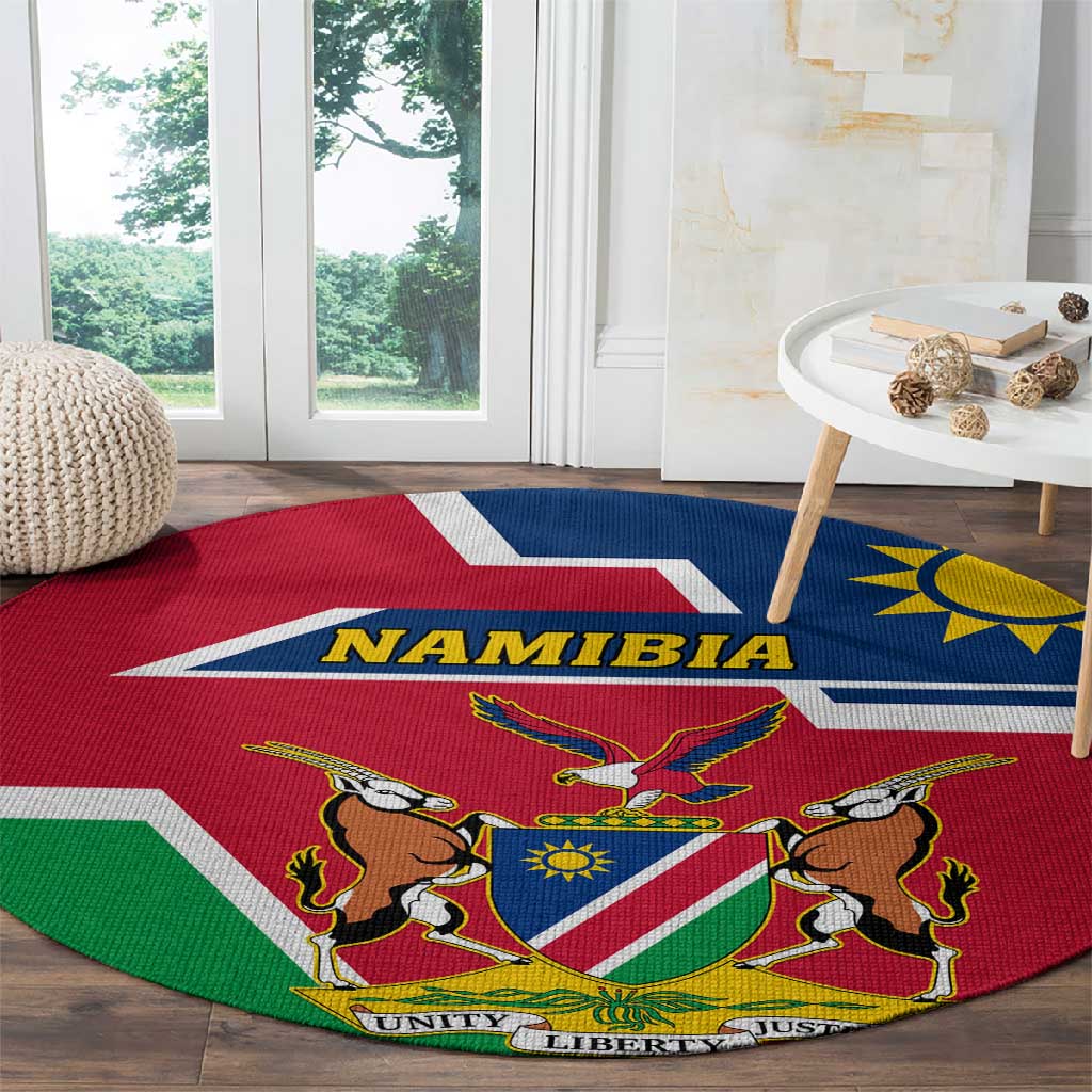 Namibia Independence Day Round Carpet with Coat of Arms in Unique Style LT01