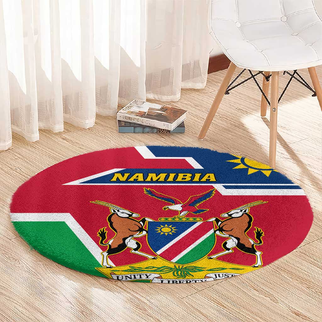 Namibia Independence Day Round Carpet with Coat of Arms in Unique Style LT01