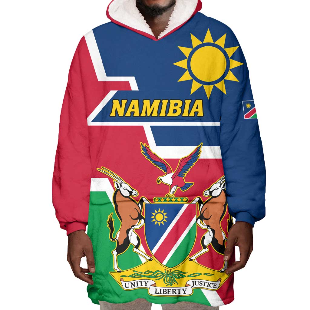 Namibia Independence Day Wearable Blanket Hoodie with Coat of Arms in Unique Style LT01