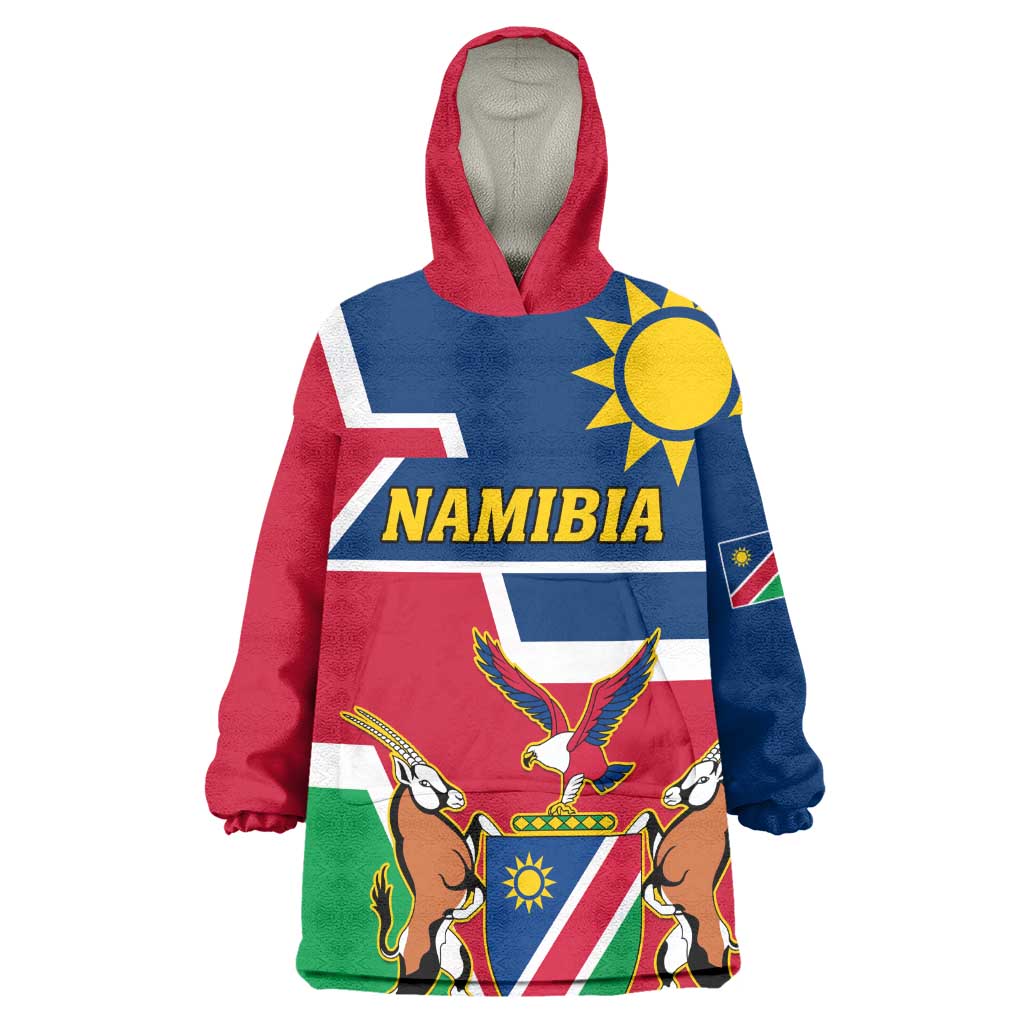 Namibia Independence Day Wearable Blanket Hoodie with Coat of Arms in Unique Style LT01