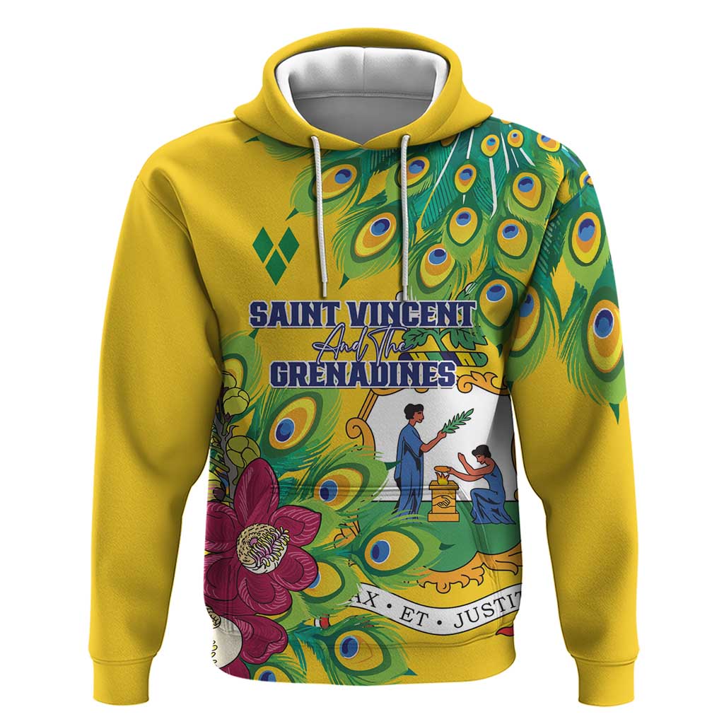 Personalized Saint Vincent and the Grenadines Hoodie Stylized Peacock Feather Royal LT01