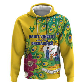 Personalized Saint Vincent and the Grenadines Hoodie Stylized Peacock Feather Royal LT01