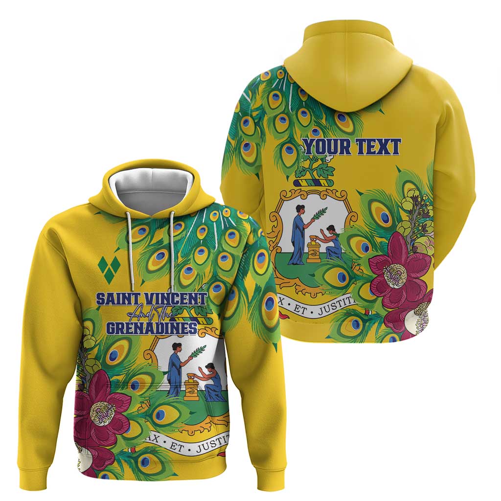 Personalized Saint Vincent and the Grenadines Hoodie Stylized Peacock Feather Royal LT01