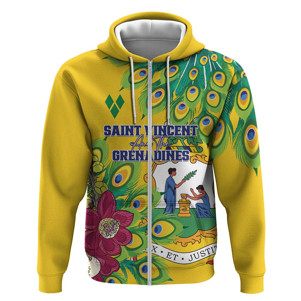 Personalized Saint Vincent and the Grenadines Hoodie Stylized Peacock Feather Royal LT01