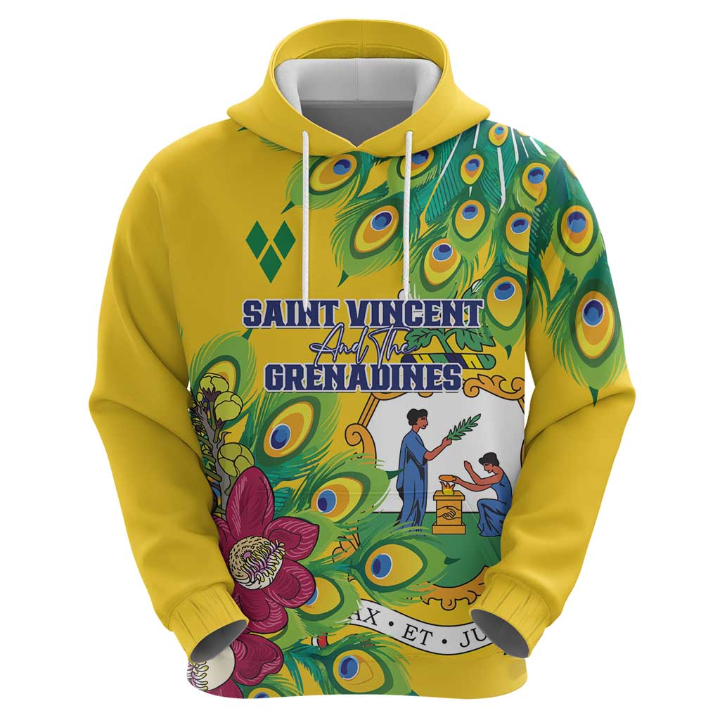 Personalized Saint Vincent and the Grenadines Hoodie Stylized Peacock Feather Royal LT01