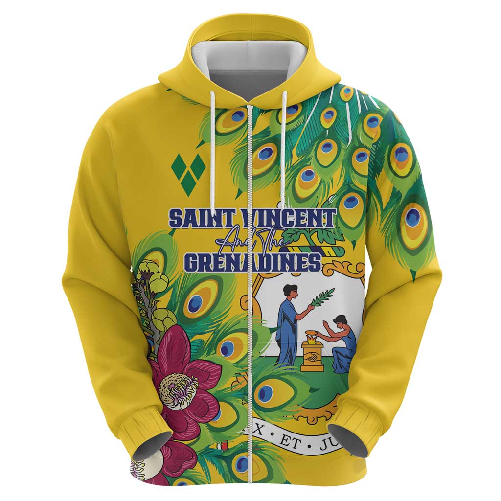 Personalized Saint Vincent and the Grenadines Hoodie Stylized Peacock Feather Royal LT01