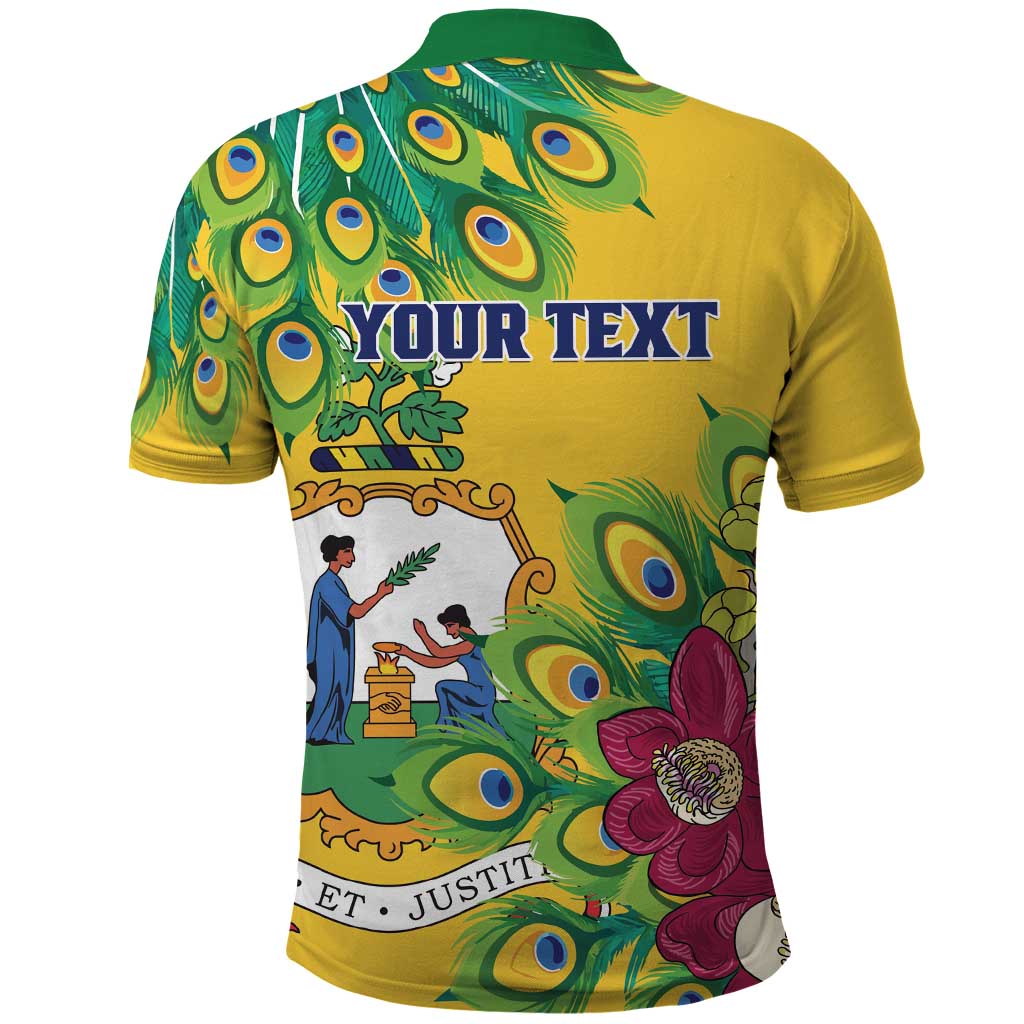Personalized Saint Vincent and the Grenadines Polo Shirt Stylized Peacock Feather Royal LT01