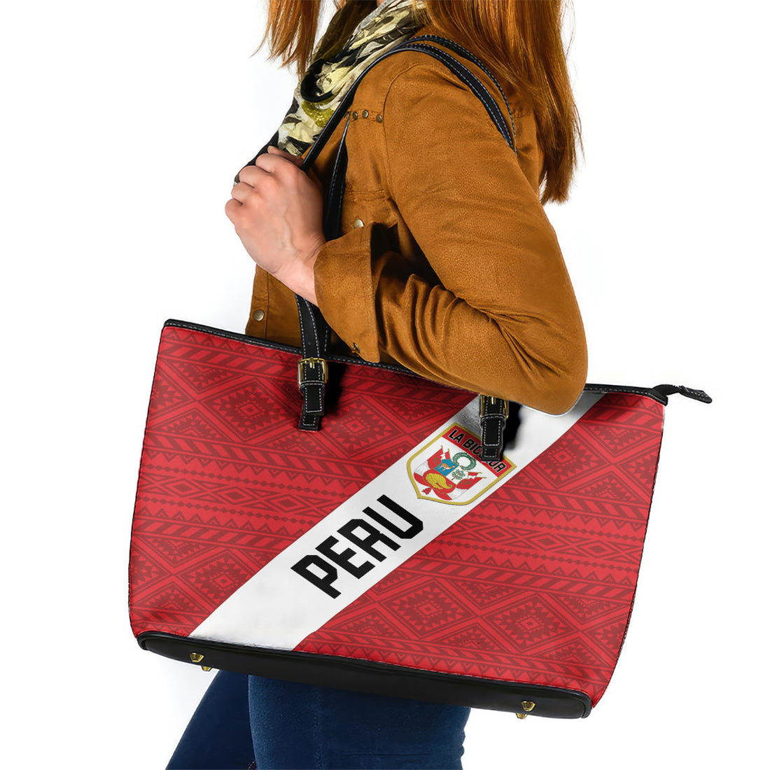 Peru 2024 Football Leather Tote Bag Come On La Bicolor LT01