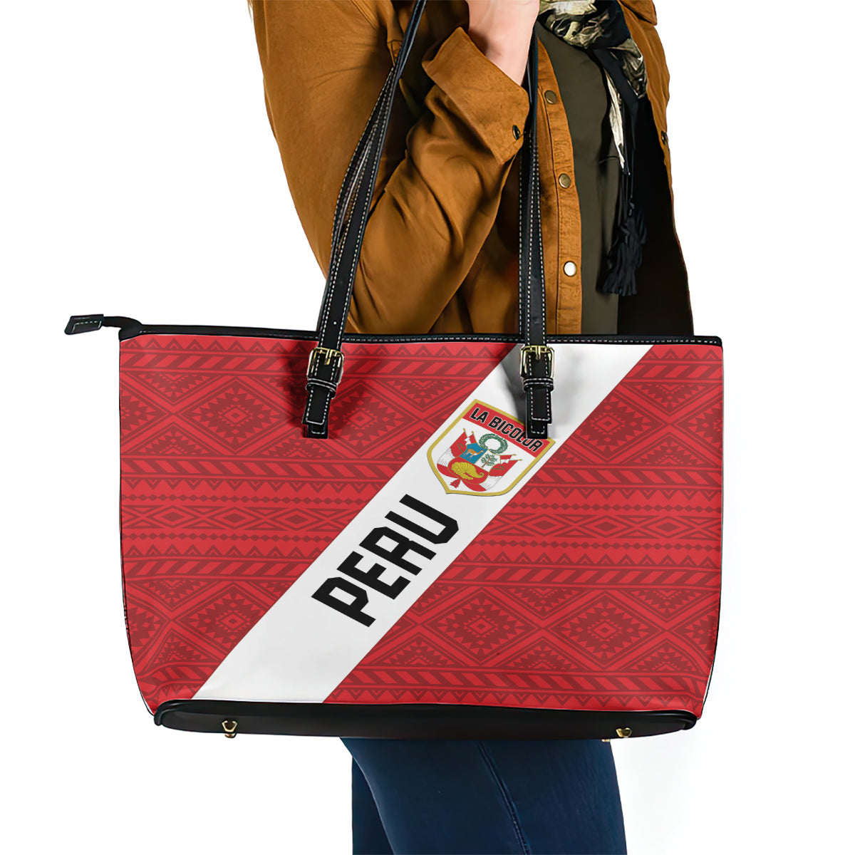 Peru 2024 Football Leather Tote Bag Come On La Bicolor LT01