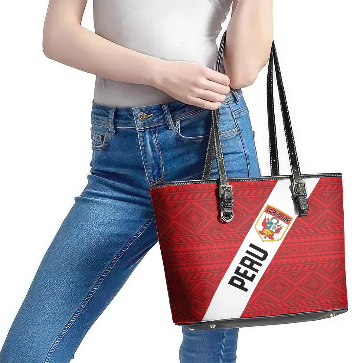 Peru 2024 Football Leather Tote Bag Come On La Bicolor LT01