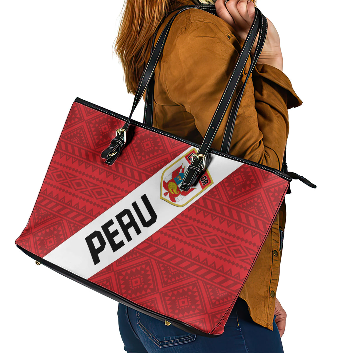 Peru 2024 Football Leather Tote Bag Come On La Bicolor LT01