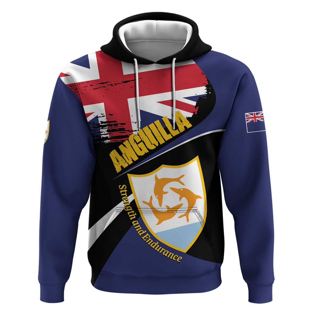 Personalised Anguilla Hoodie Strength and Endurance Grunge LT01