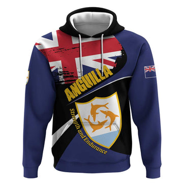 Personalised Anguilla Hoodie Strength and Endurance Grunge LT01