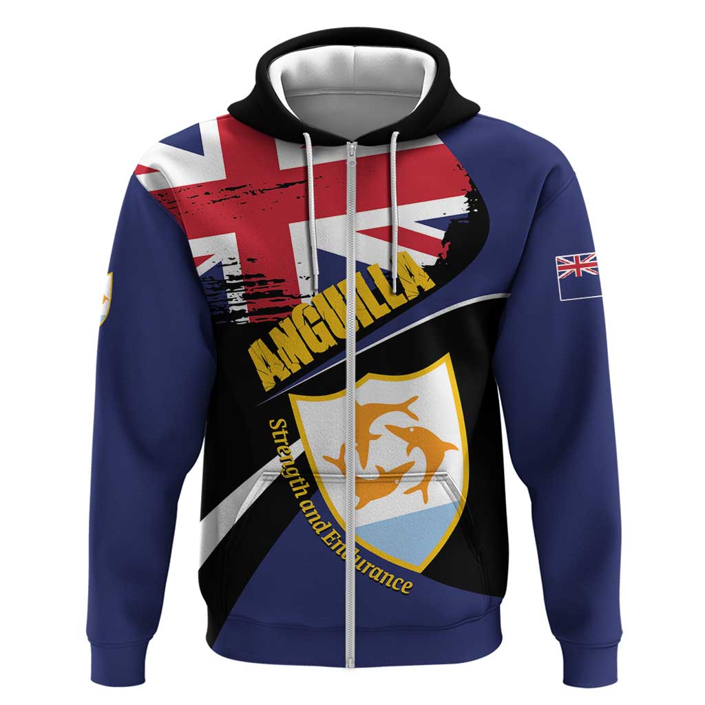 Personalised Anguilla Hoodie Strength and Endurance Grunge LT01