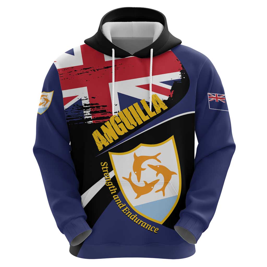 Personalised Anguilla Hoodie Strength and Endurance Grunge LT01