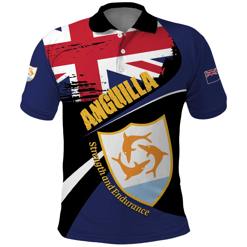 Personalised Anguilla Polo Shirt Strength and Endurance Grunge LT01