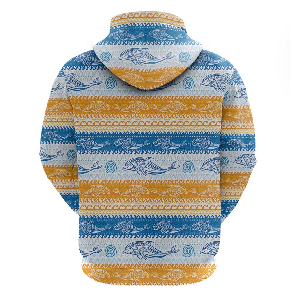 Anguilla Dolphins Pattern Hoodie Orange And Blue LT01