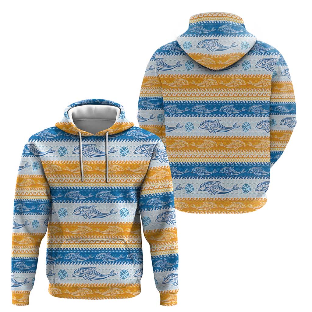 Anguilla Dolphins Pattern Hoodie Orange And Blue LT01